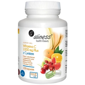 Aliness - Witamina C 1000 mg z CYNKIEM PLUS - 100 kapsułek Aliness - Witamina C 1000 mg z CYNKIEM PLUS - 100 kapsułek